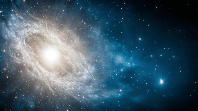 Celestial Wonder: A vibrant spiral galaxy with a radiant core, its arms swirling amidst a sea of stars, captured in a stunning display of cosmic beauty.