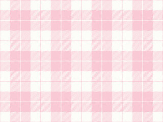 Fototapeta premium Seamless plaid gingham pattern background, soft rose pink plaid chequered striped pattern for clothing fabric