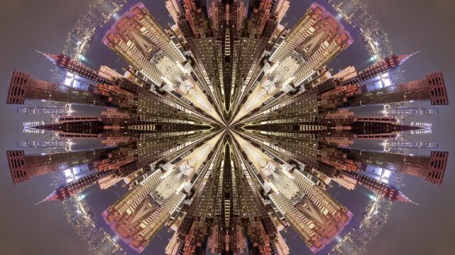 hong kong skyline abstract hypnotic pattern