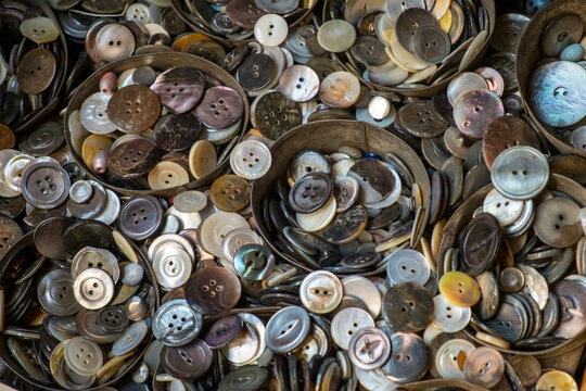New York City, New York, USA Large pile of new and old buttons