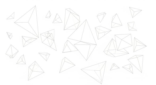 Geometric shapes float in air abstract crystal forms transparent polyhedra floating 3d polygons