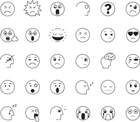 Big set of emoticons. Emoji set. Funny emoticons faces with facial expressions.	
