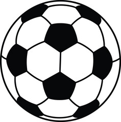 Fototapeta premium Soccer ball icon representing football sport and team competition concept, minimalist black and white design isolated on white background vector illustration
