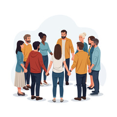 Obraz premium People Diverse Group Holding Hands in a Circle Showing Unity and Teamwork