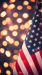 USA Flag With Soft Light Bokeh Patriotic Banner