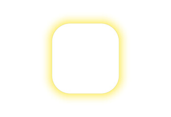Soft yellow glowing rounded square, modern frame for design, isolated on transparent background