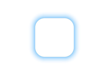 Rounded square with soft blue glowing outline isolated on transparent background