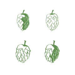 Hop cone set in green color for brewery logo vector.