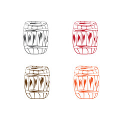 Barrel wooden set in different colors for brewery logo vector