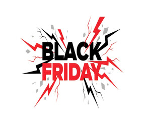 Obraz premium Black friday sale banner with lightning graphics on white background