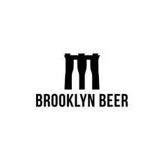 Brooklyn bridge silhouette with beer bottle negative space for brewery logo vector