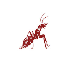 Ant silhouette in red color for pest control logo vector