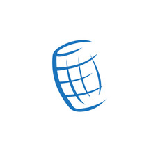 Wooden barrel in blue line style for brewery logo vector