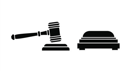 A gavel and burger depicted in a striking black silhouette © MDHOJAIFA