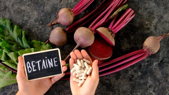 Beets contain betaine on the table. Selective focus.