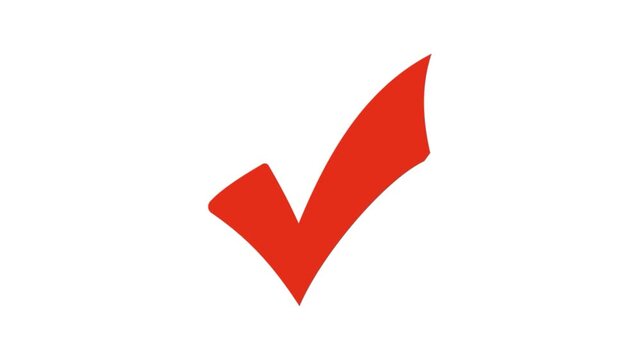 Red check mark icon isolated on transparent background for success approved correct choice and validation sign design element