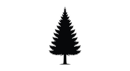 Simple black silhouette of a coniferous evergreen tree silhouette © asma