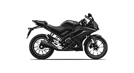 Obraz premium Stylized illustration of a black yamaha r15 motorcycle on a white background