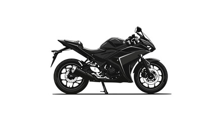 Obraz premium Stylized black motorcycle illustration on a white background side profile view
