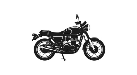 Obraz premium A silhouetted vintage motorcycle is depicted in a minimalist black and white style