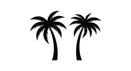 Two palm trees against a white background a striking silhouette