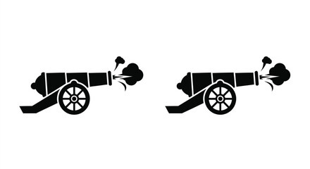 Two antique cannons depicted in a striking black silhouette © MDHOJAIFA