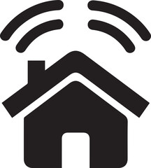 Vector Smart home WiFi icon silhouette for home automation and IoT concepts, Remote home control icon with WiFi connection icon