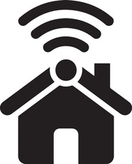 Vector Smart home WiFi icon silhouette for home automation and IoT concepts, Remote home control icon with WiFi connection icon