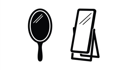 Two mirrors in black a handheld and a vanity silhouette © MDHOJAIFA