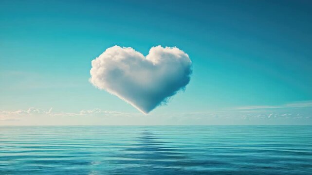 Heart-shaped cloud over ocean