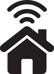 Vector Smart home WiFi icon silhouette for home automation and IoT concepts, Remote home control icon with WiFi connection icon