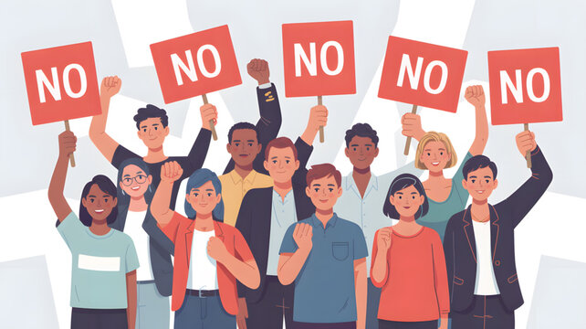 Diverse group protesting with no signs.