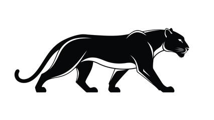 Obraz premium Graceful black panther silhouette in elegant mid-stride pose Vector