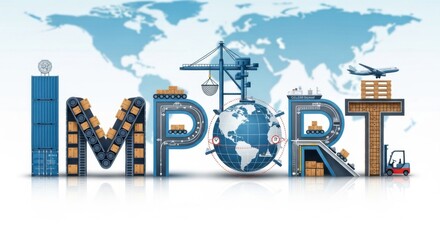 Global Import and Export Business Logistics and Transportation Concept.