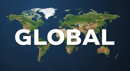 Global World Map with the word Global in white color.