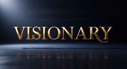 Golden Visionary Text on Dark Background - Inspiring and Motivational Concept.