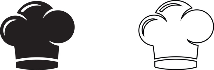 Vector Minimalist flat and outline style chef hat icon for restaurant and culinary branding