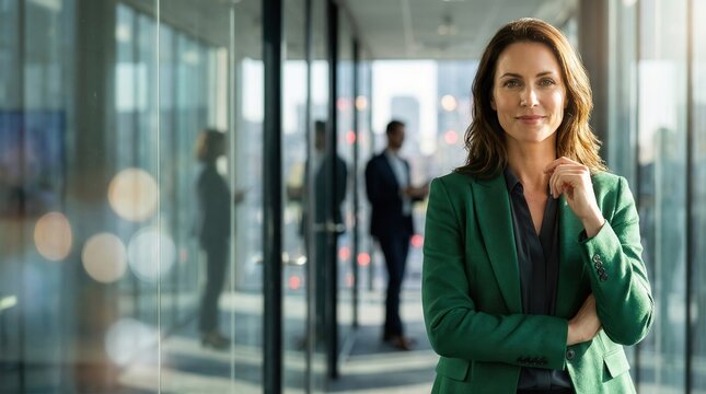 Businesswoman portrait with blurred office background