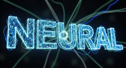 Illuminated Neural Network Concept - Digital Representation of Brain Activity.