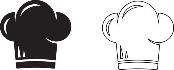 Vector Minimalist flat and outline style chef hat icon for restaurant and culinary branding