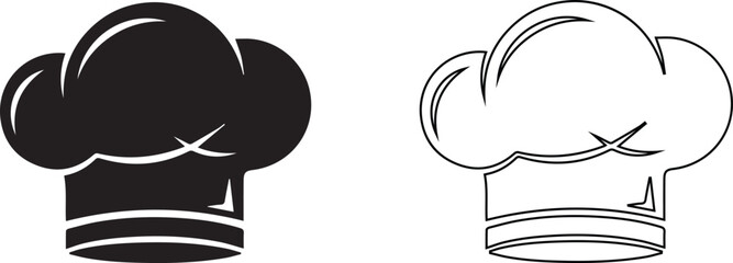 Vector Minimalist flat and outline style chef hat icon for restaurant and culinary branding