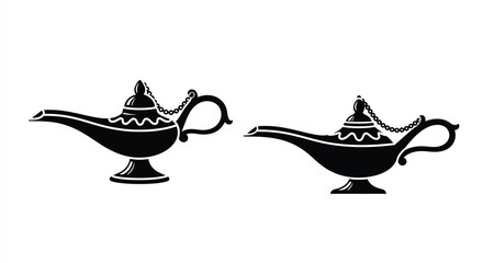 Two ornate magic lamps presented in a striking black silhouette © MDHOJAIFA