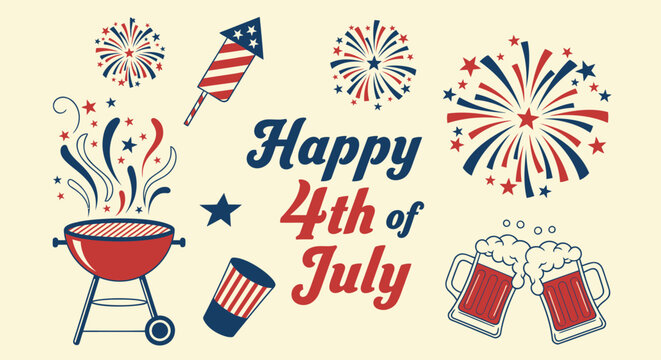 4th of July patriotic icons
