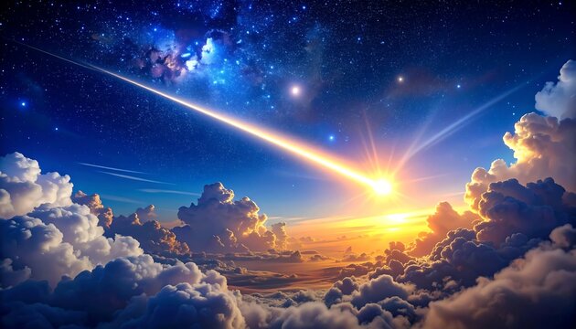 Celestial Wonder - A Shooting Stars Journey Through a Dreamlike Sky.