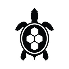 Obraz premium Black and white turtle with a hexagonal shell design illustration Vector