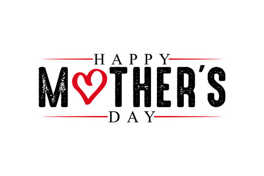 Happy Mother's Day hand drawn lettering vector illustration.