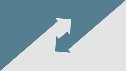 two opposite diagonal arrows on split blue and grey background for exchange transfer logistics finance technology or bidirectional communication brand identity  © Sumaia