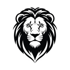 Majestic black and white lion head profile with stylized mane design Vector