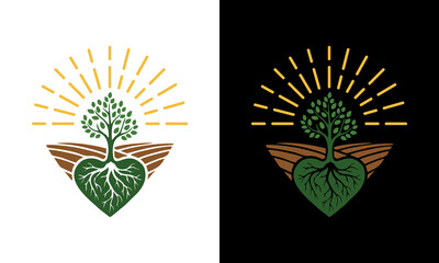 Tree with Roots and Wings Logo Design on Dual Backgrounds © irfan