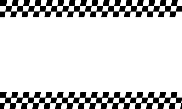 Racing checkered flag border pattern, motorsport finish line background vector design